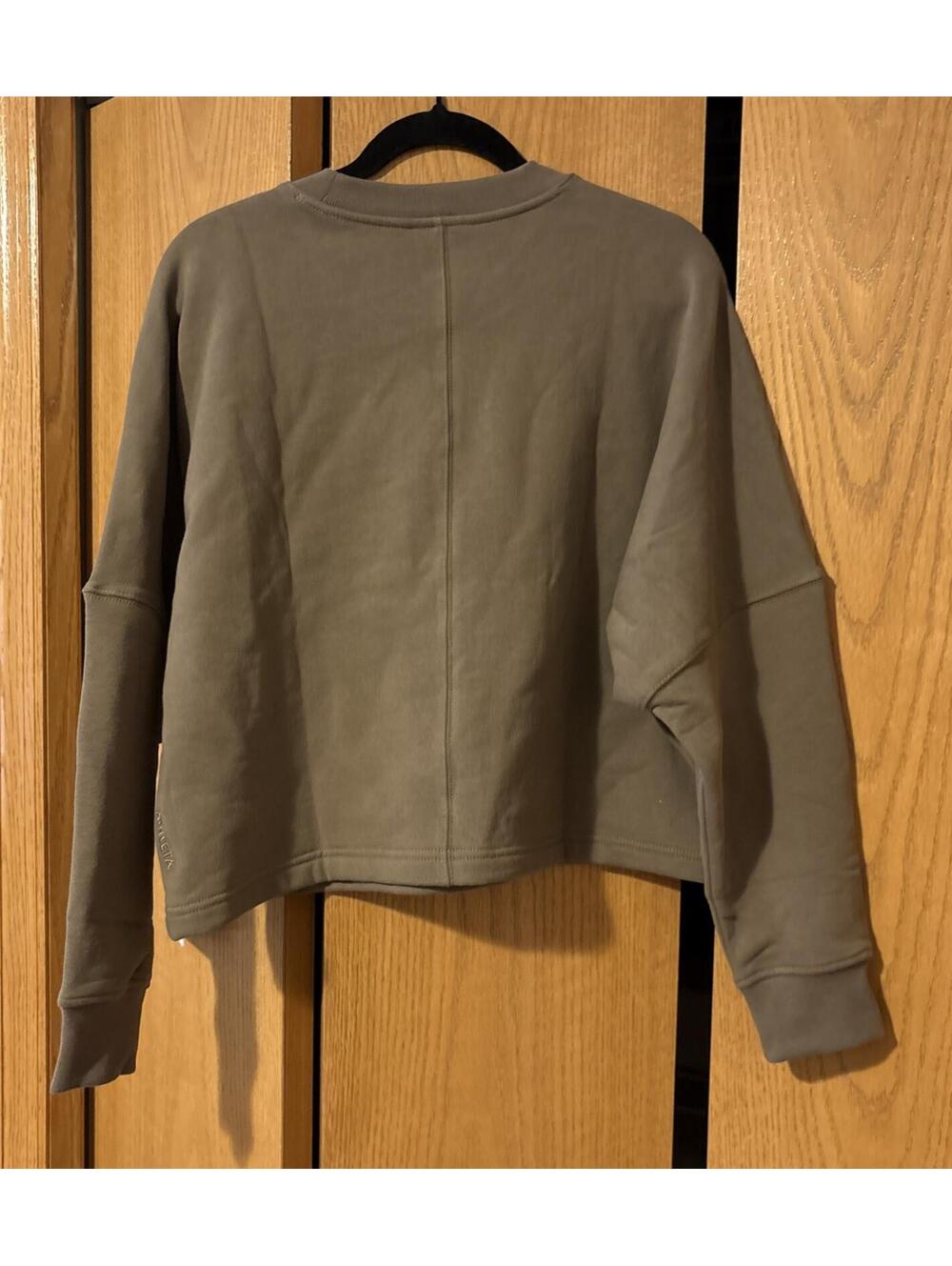 Athleta L Easy Fleece Dolman Crop Crewneck Sweatshirt Brown Large - Picture 2 of 6
